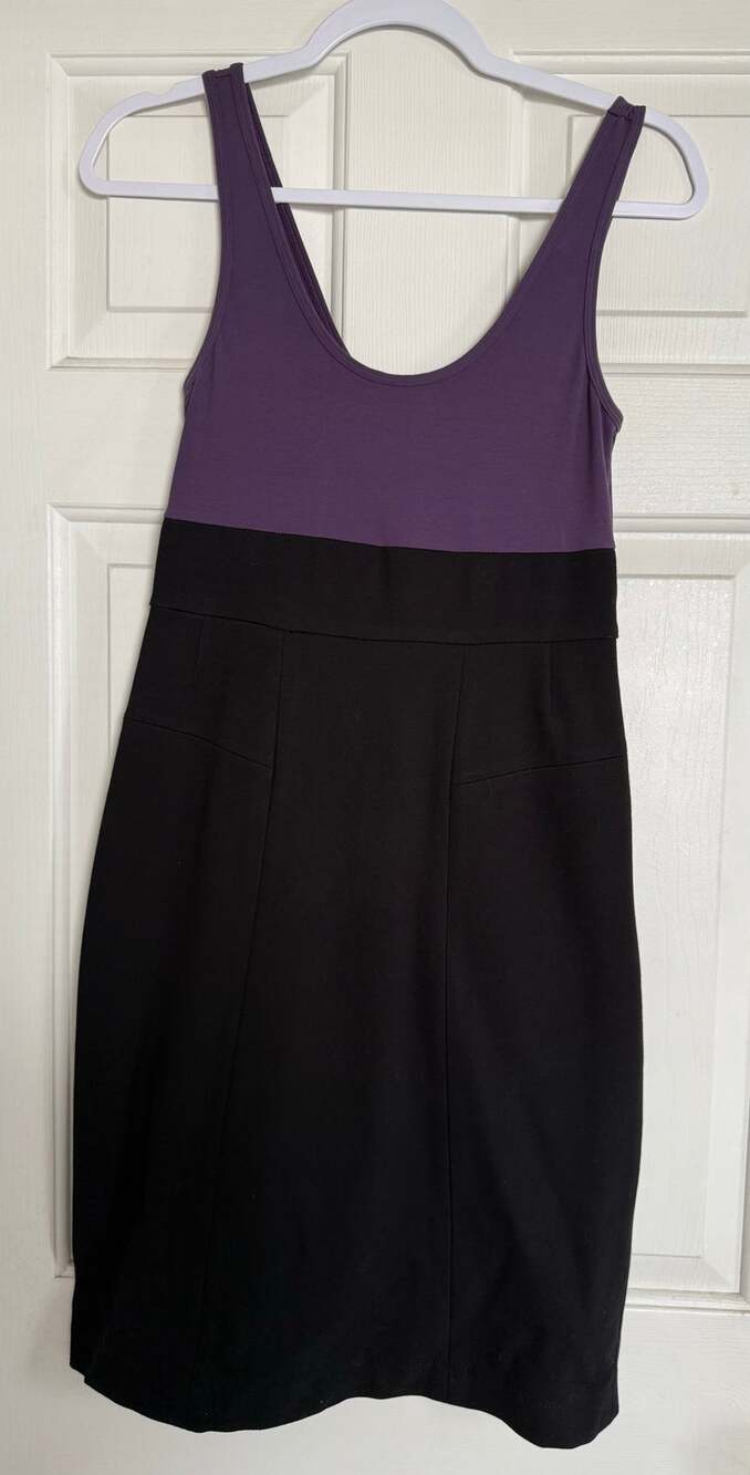Theory purple/black color block Bodycon dress stretch - size 6 - OD4
